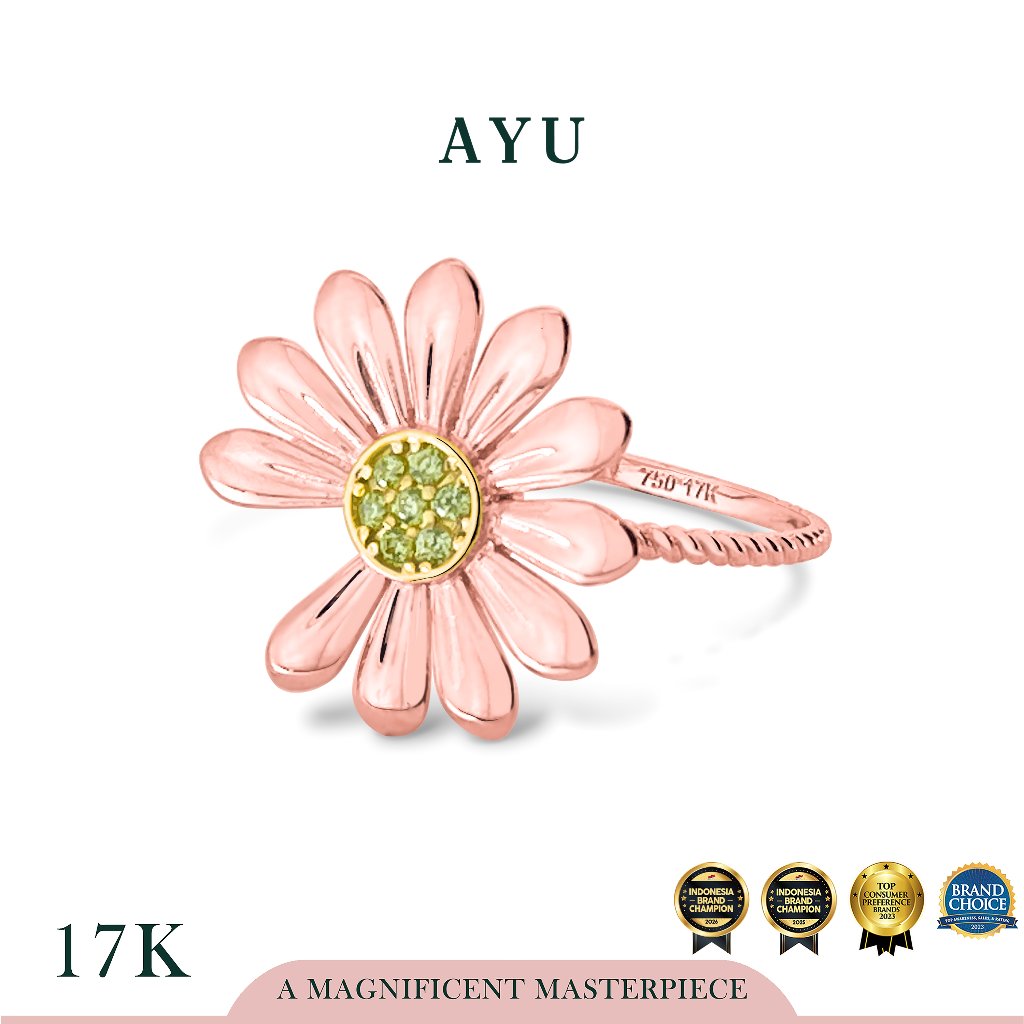 AYU Cincin Emas - Golden G Daisy Twist Ring 17k Rose Gold