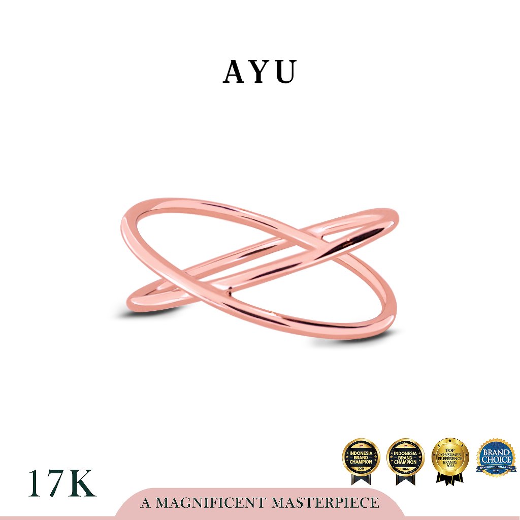 AYU Cincin Emas - X Thin Ring 17k Rose Gold