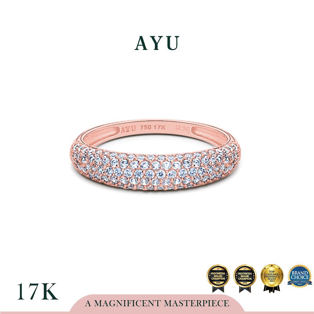 AYU Cincin Emas - Pave Globe Ring 17k Rose Gold