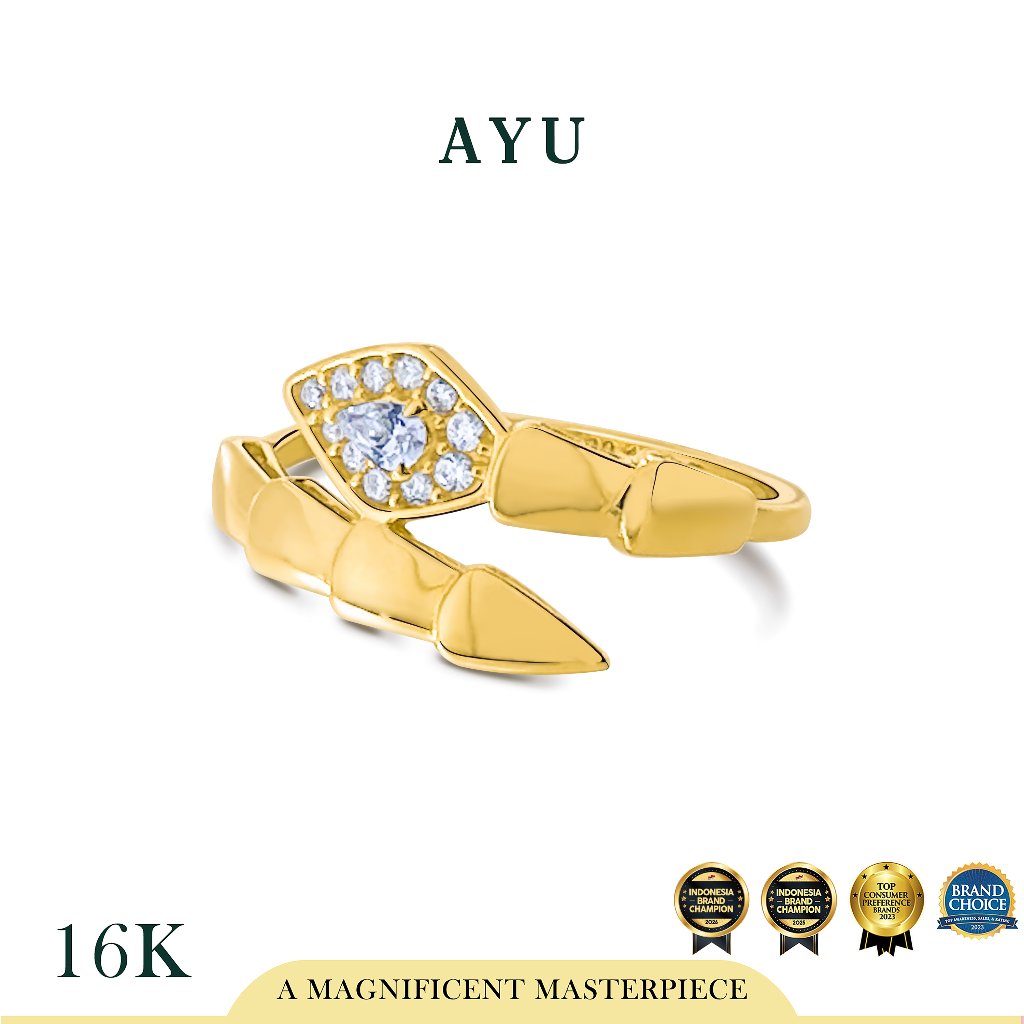AYU Cincin Emas - Serpent Wrap Ring 16k Yellow Gold