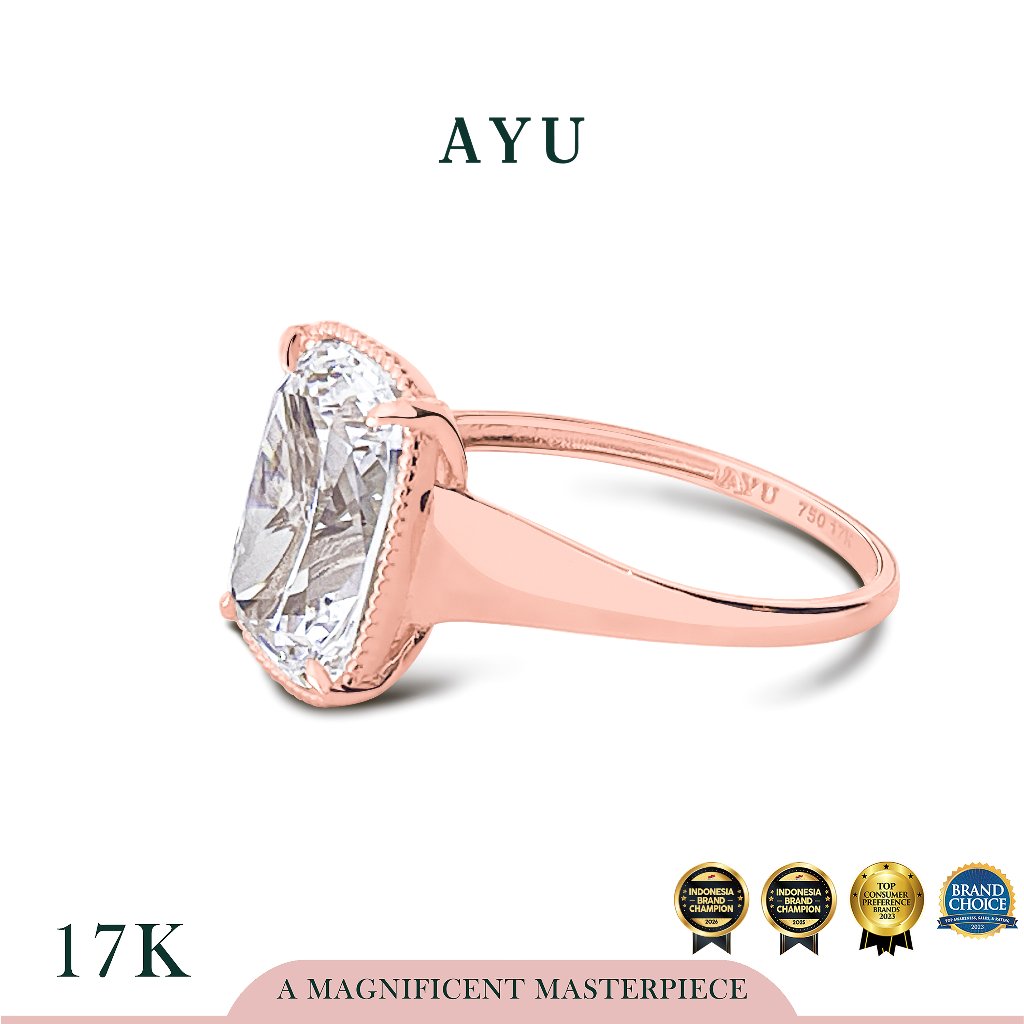 AYU Cincin Emas - The Ophelia Solitaire 17K Rose Gold