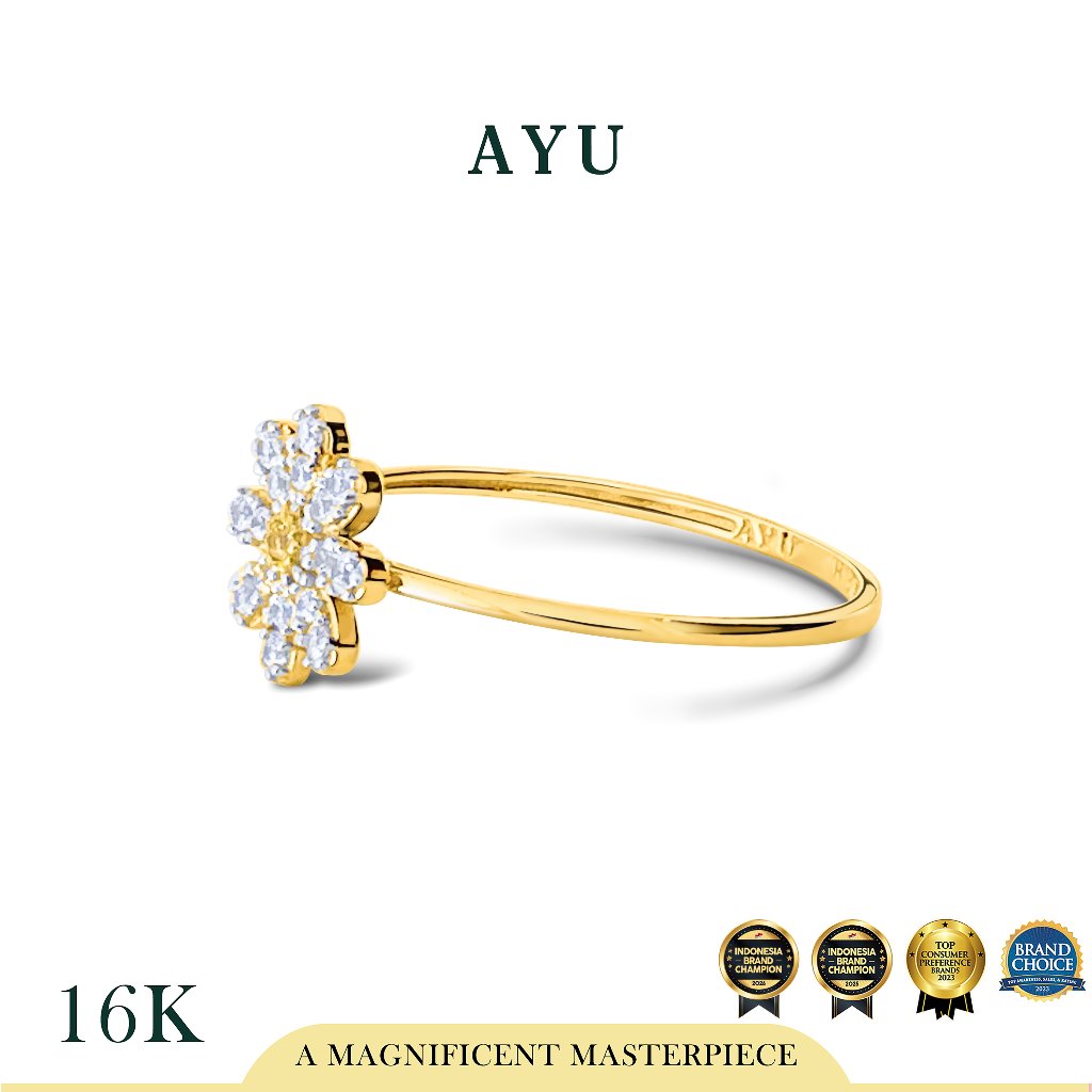 AYU Cincin Emas - Small G Daisy Ring 16k Yellow Gold