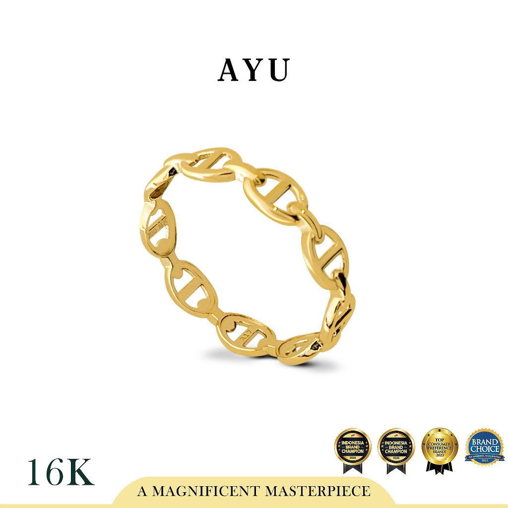 AYU Cincin Emas - Oval Link Stack 16k Yellow Gold