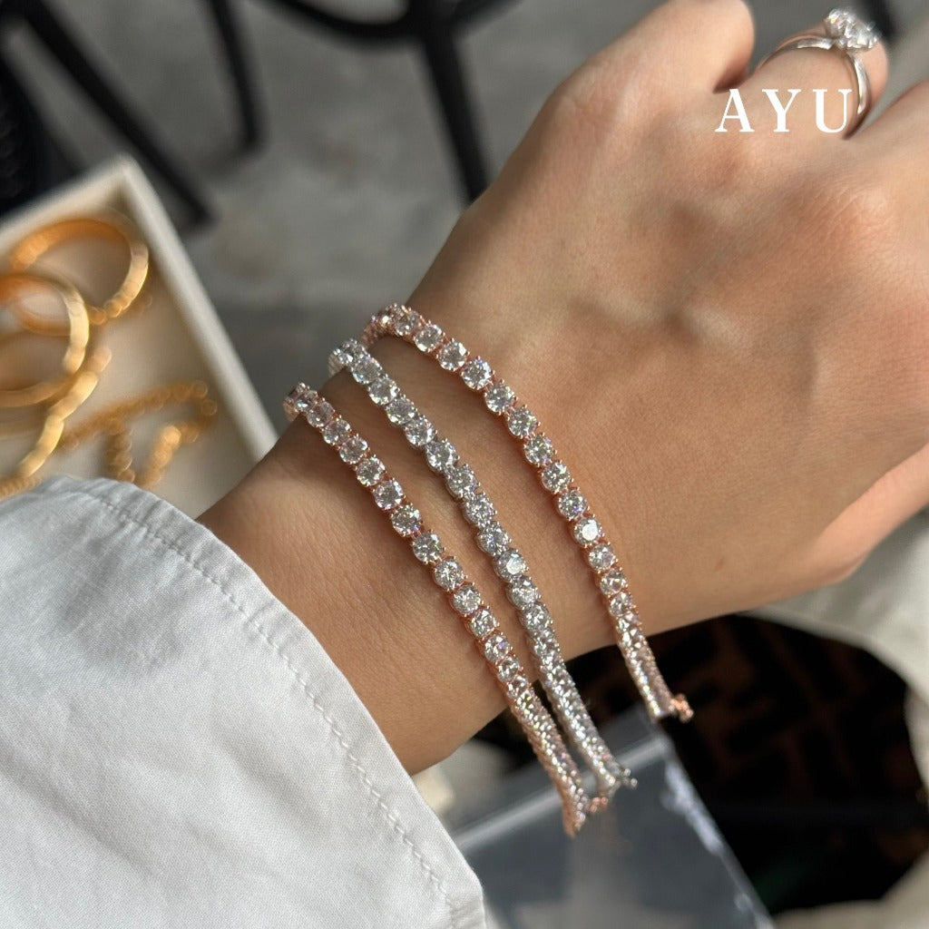 AYU Gelang Emas - Glam Classic Eternity Bracelet 17k White Gold