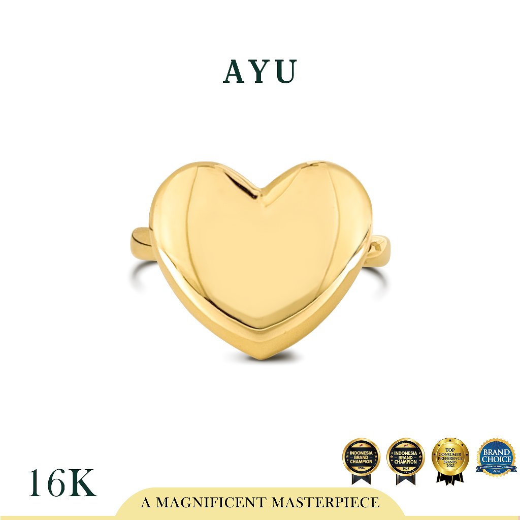 AYU Cincin Emas - Gold Chubby Heart Ring 16k Yellow Gold