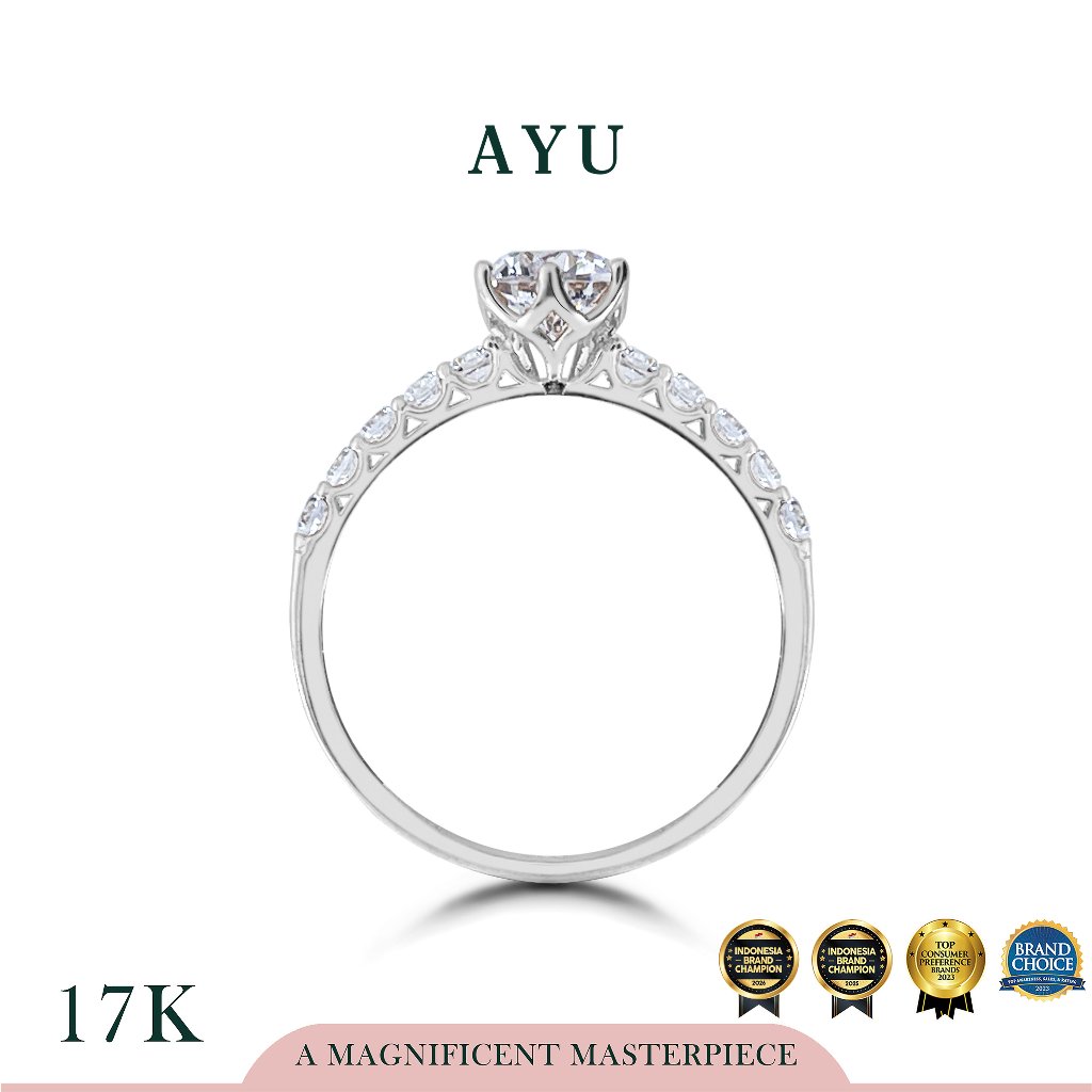 AYU Cincin Emas - Baby Gigi 6 Prong Solitaire Ring 17k White Gold