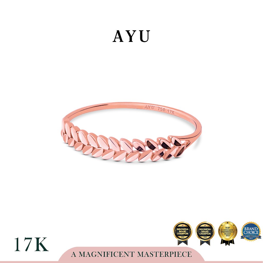 AYU Cincin Emas - Angel Vine Half Band Ring 17k Rose Gold