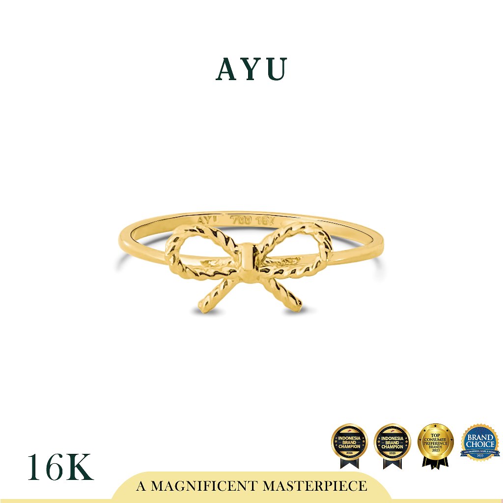 AYU Cincin Emas - Twist Ribbon Ring 16k Yellow Gold