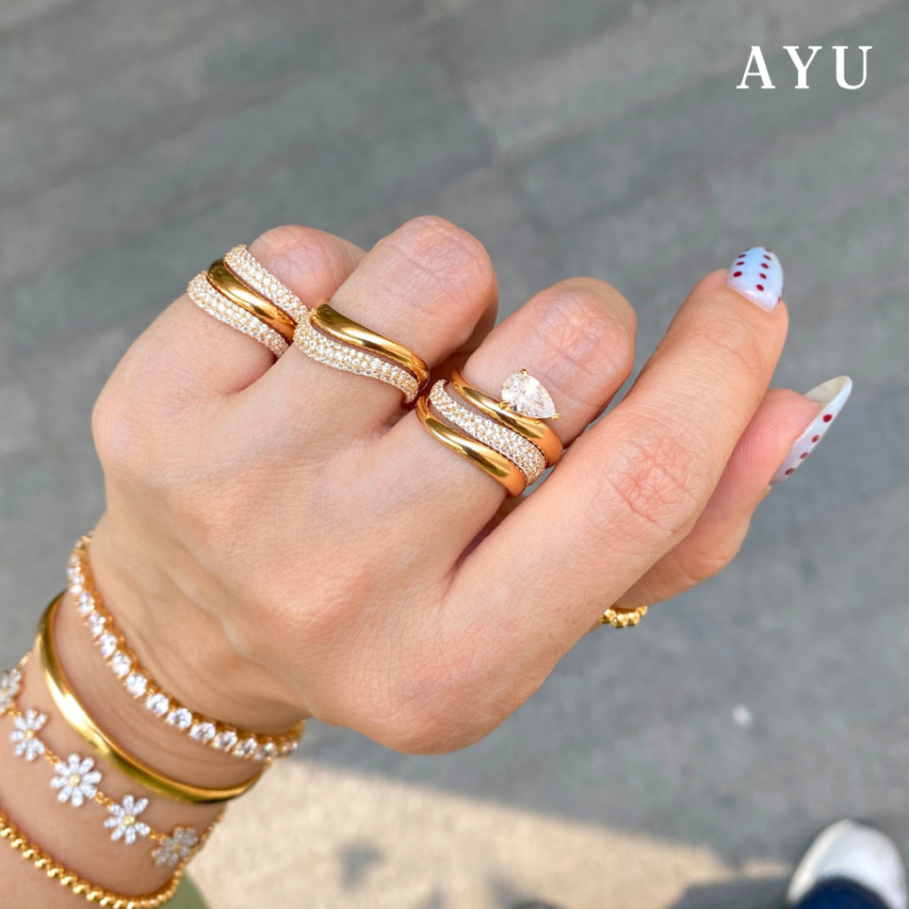 AYU Cincin Emas - Gold Floating Ring 17k White Gold