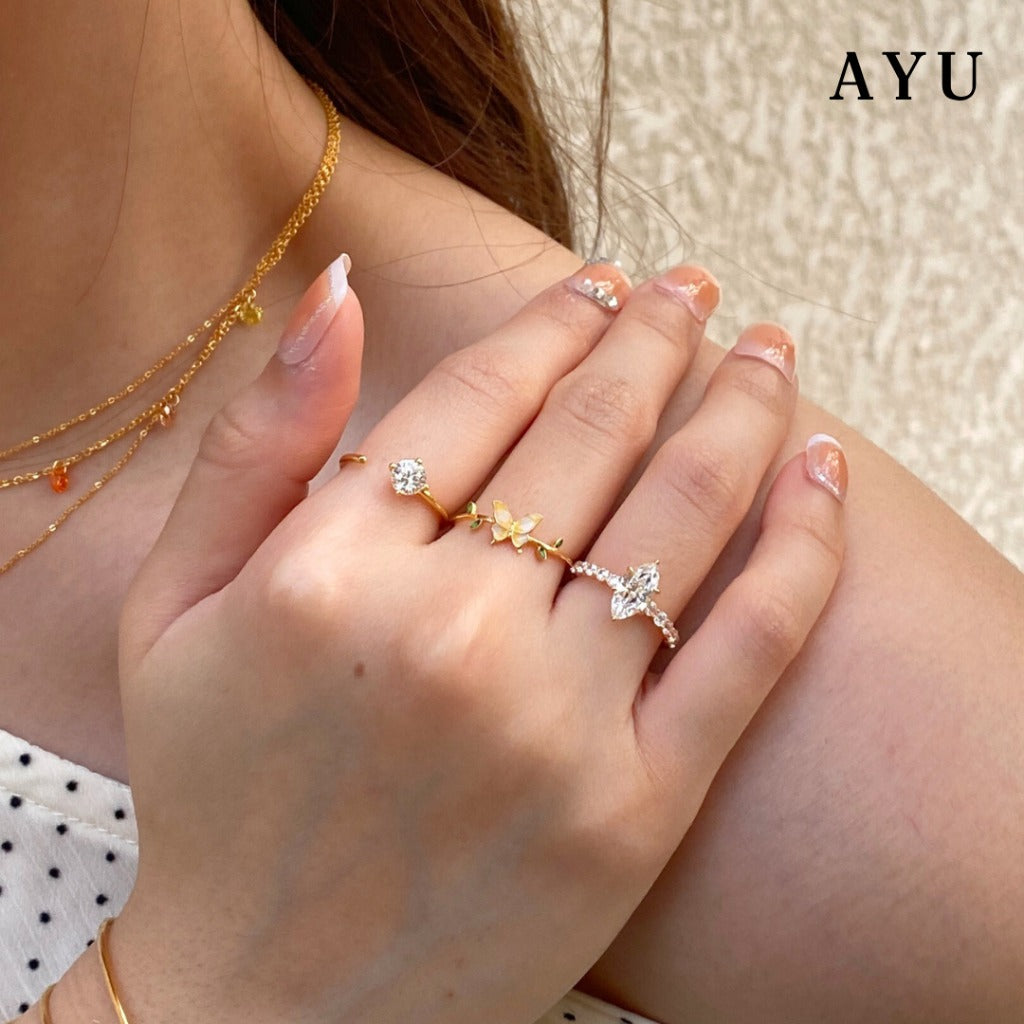 AYU Cincin Emas - The Ayu Mini Selly Ring 17k White Gold