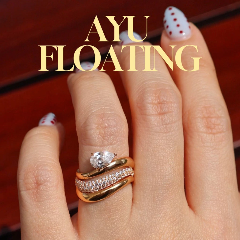 AYU Cincin Emas - Gold Floating Ring 17k White Gold