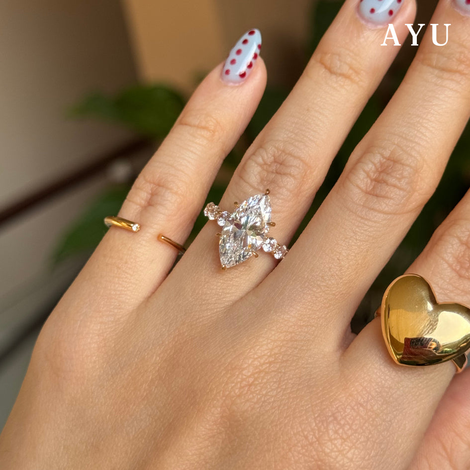 AYU Cincin Emas - Open Ring With Slanted Edge 17k Rose Gold