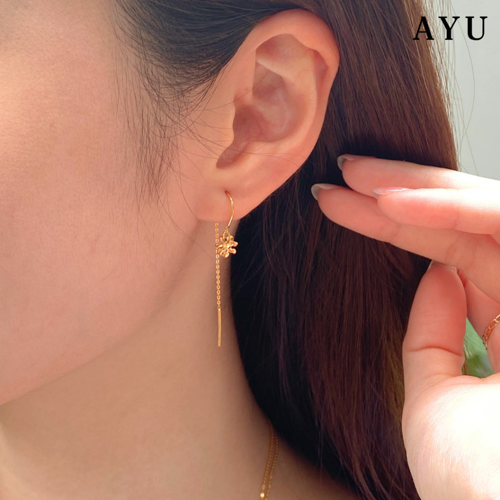 AYU Anting Emas - Twinkle Snowflake Chain Earrings 17k Rose Gold