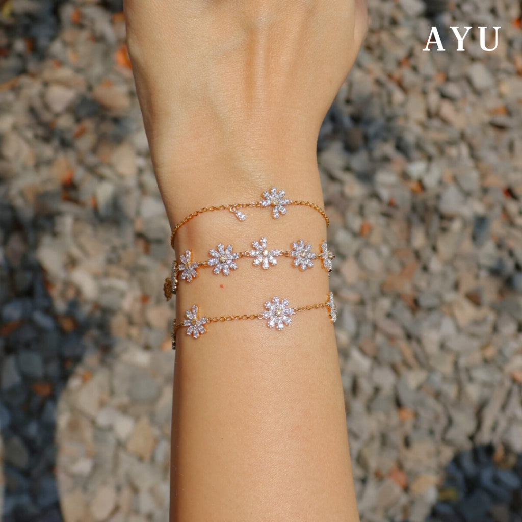 AYU Gelang Emas - Small G Daisy Chain Bracelet 16k Yellow Gold