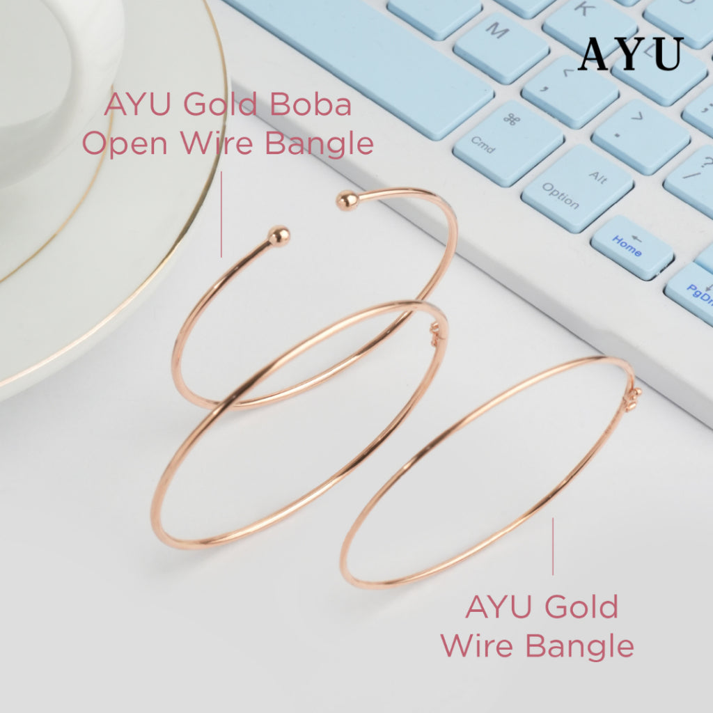 AYU Gelang Emas - Gold Boba Open Wire Bangle 16k Yellow Gold