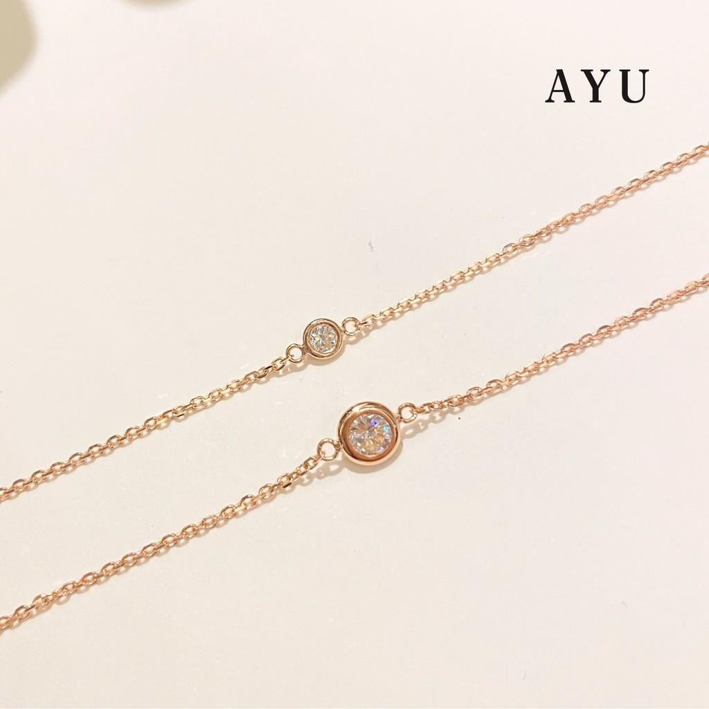 AYU Gelang Emas Korea - Mini Bezel Chain Bracelet 17K Rose Gold
