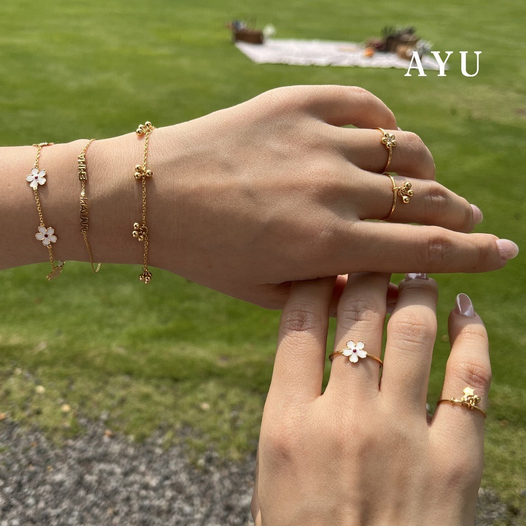 AYU Cincin Emas - Kawaii Sakura Ring 16k Yellow Gold