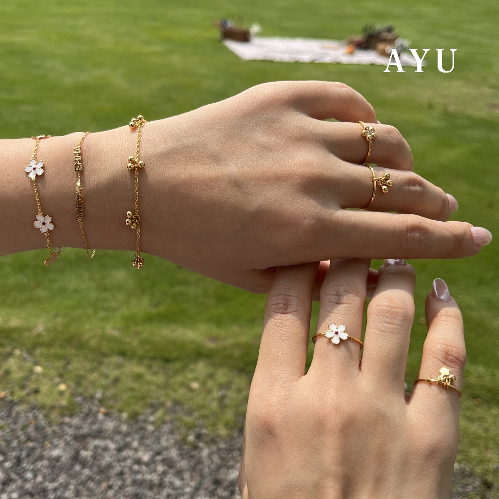 AYU Gelang Emas - 5 Kawaii Sakura Chain Bracelet 17k Rose Gold
