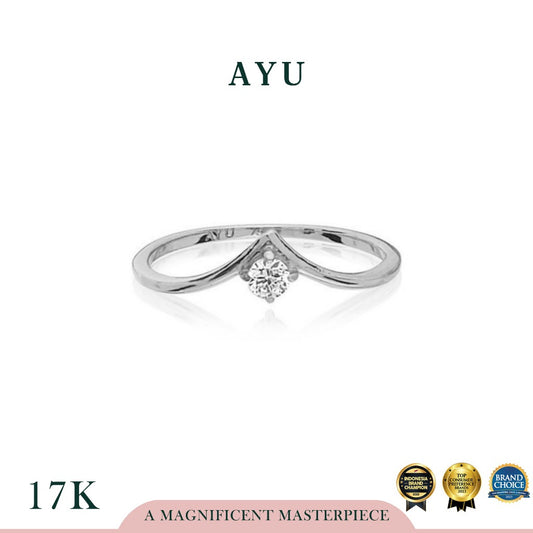 AYU Chevron With Mini Solitaire 17K White Gold