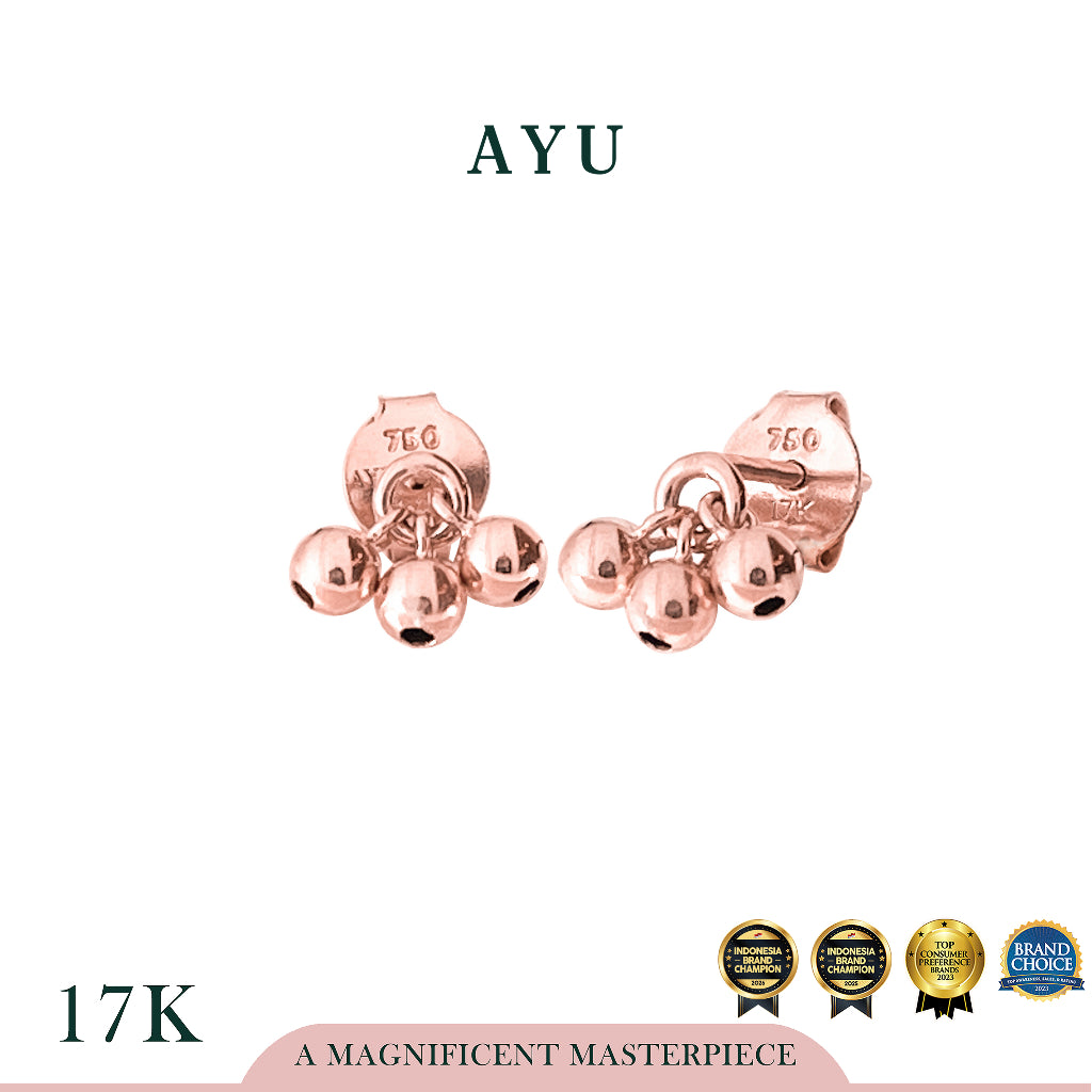 AYU Anting Emas - Gold Berry Sprinkles Studs 17k Rose Gold