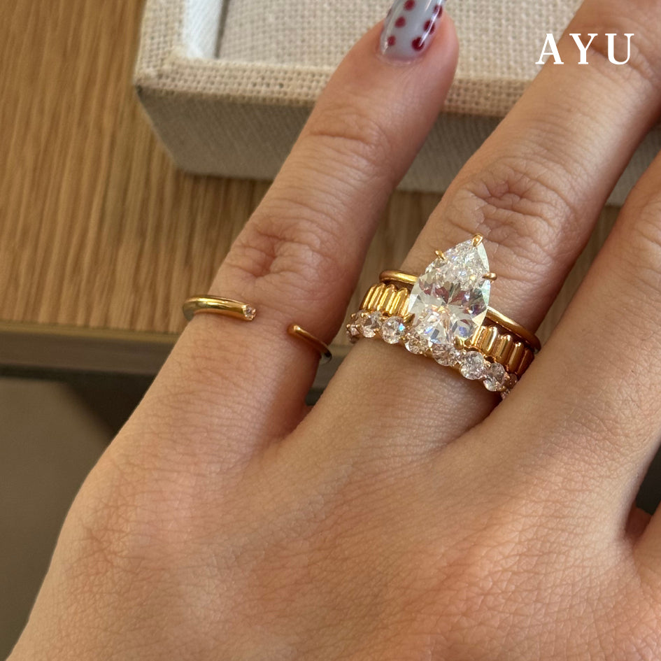 AYU Cincin Emas - Open Ring With Slanted Edge 17k Rose Gold