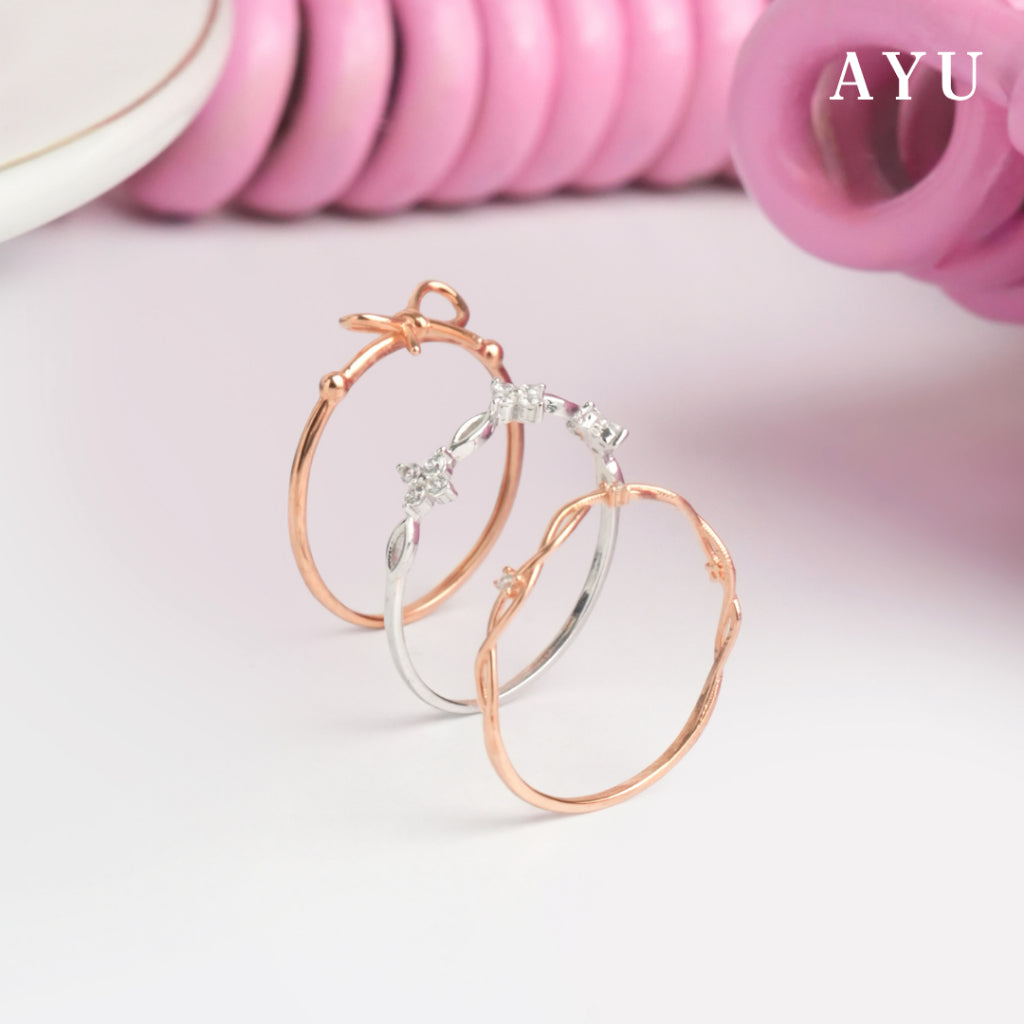 AYU Cincin Emas - Gold Coquette Ribbon Ring 17k White Gold