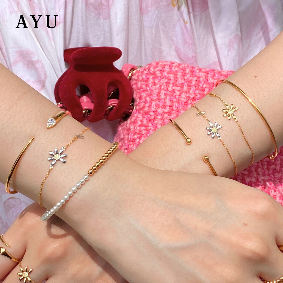 AYU Gelang Emas - Small Golden G Daisy Chain Bracelet 17k Rose Gold