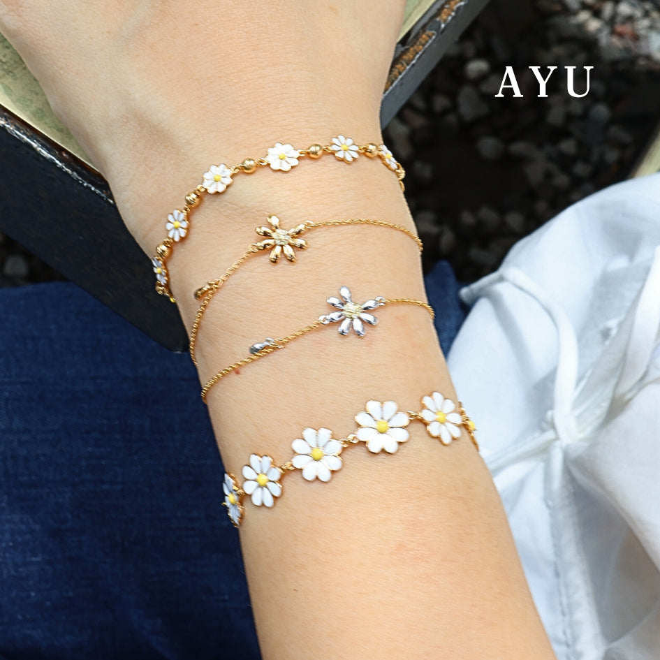 AYU Gelang Emas - Small Golden G Daisy Chain Bracelet 17k Rose Gold