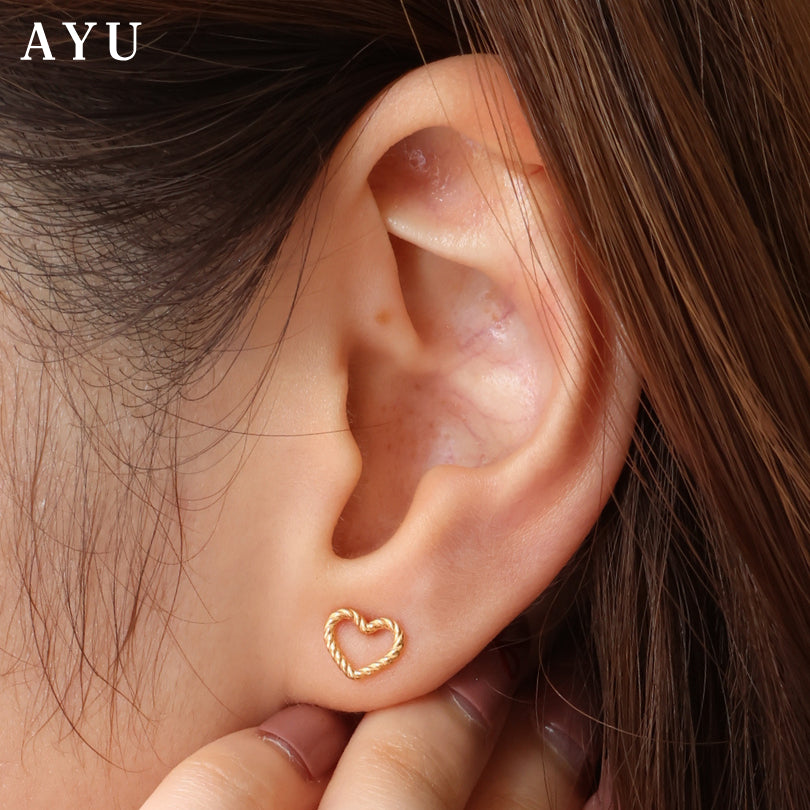 AYU Anting Emas - Baby Twist Open Heart Studs 17k Rose Gold