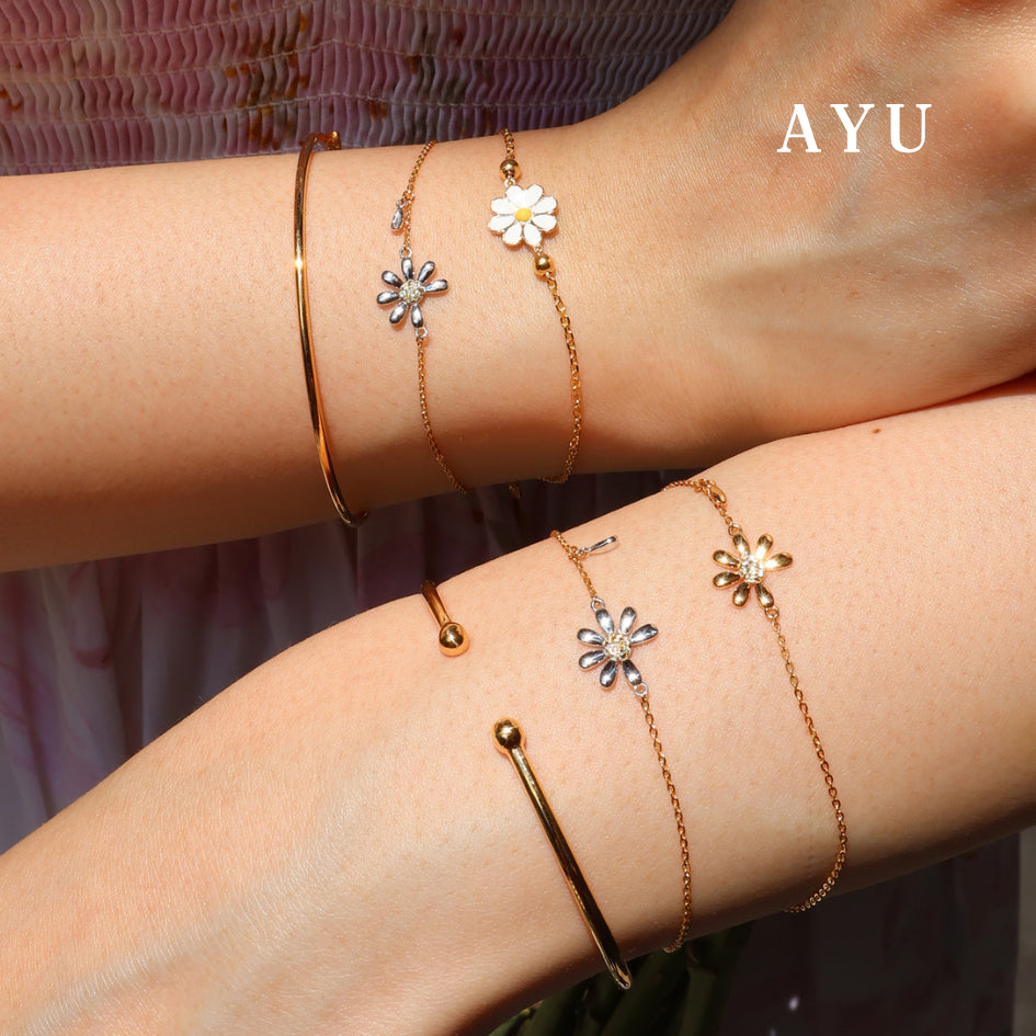 AYU Gelang Emas - Small Golden G Daisy Chain Bracelet 17k Rose Gold