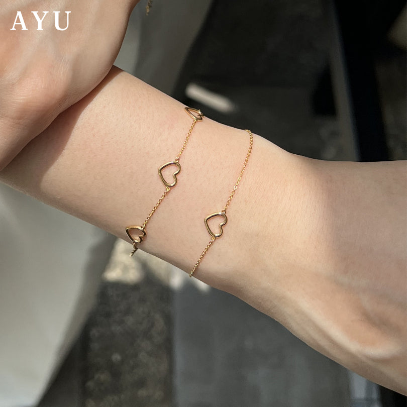 AYU Gelang Emas - 5 Baby Open Heart Bracelet 17k White Gold
