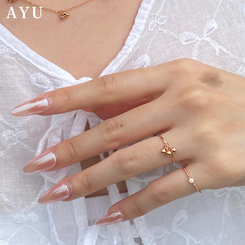 AYU Cincin Emas - Gold Berry Sprinkles Ring 17k White Gold