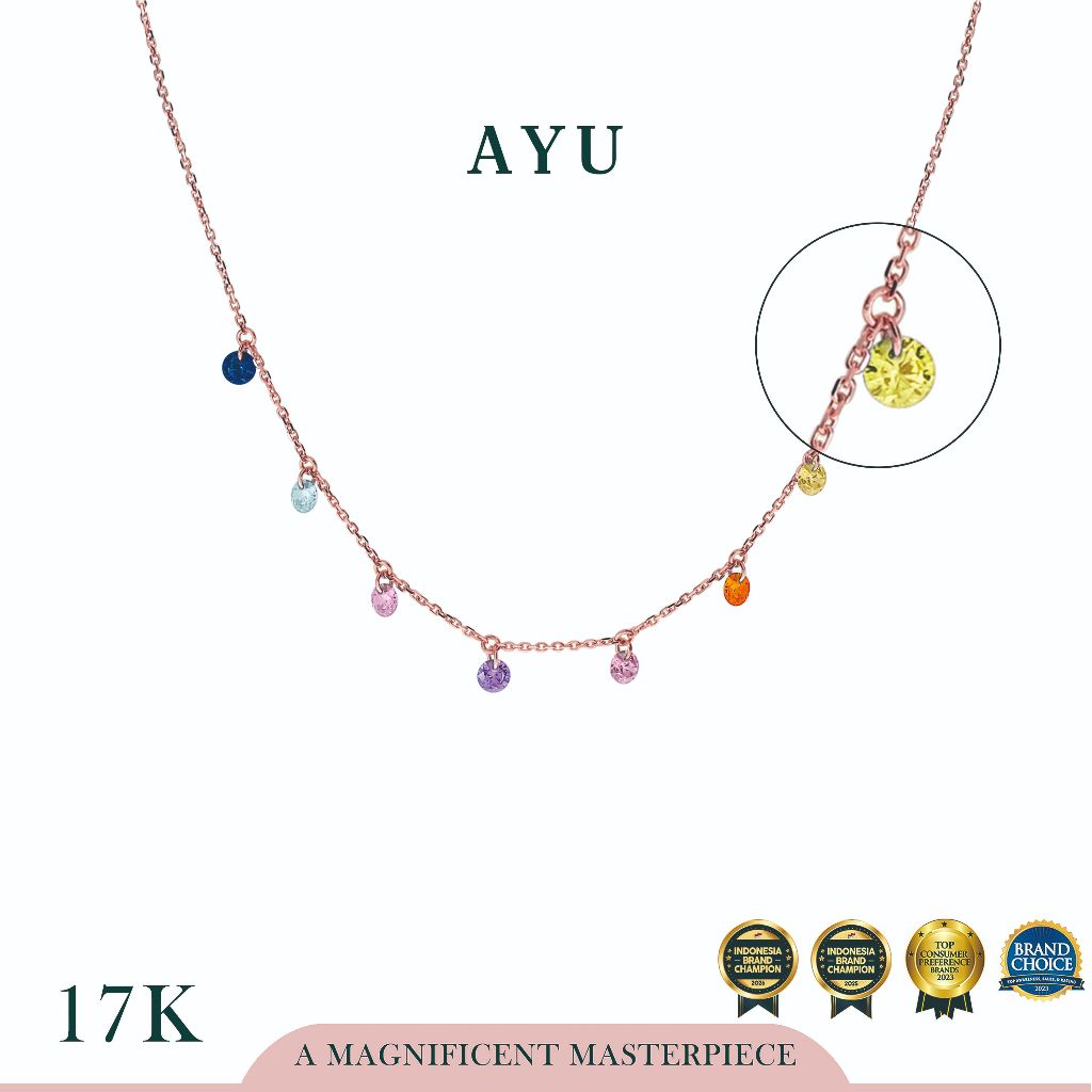 AYU Pastel Rainbow Candy Pop Chain Necklace 17k Rose Gold