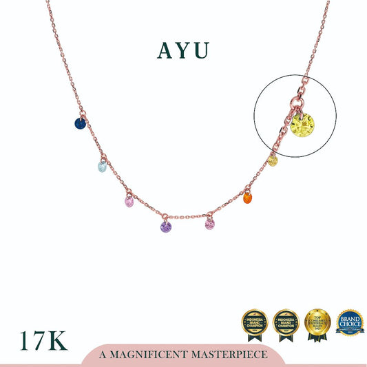 AYU Pastel Rainbow Candy Pop Chain Necklace 17k Rose Gold