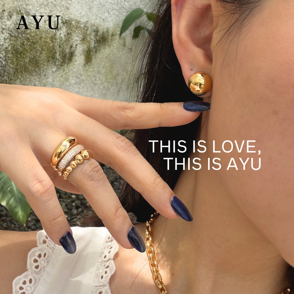 AYU Anting Emas - Gold Globe Studs 16k Yellow Gold