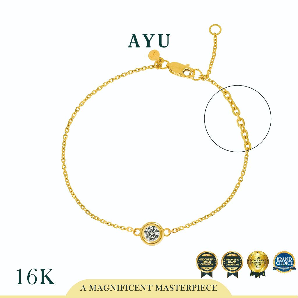 AYU Gelang Emas Korea - Bezel Chain Bracelet 16K Yellow Gold