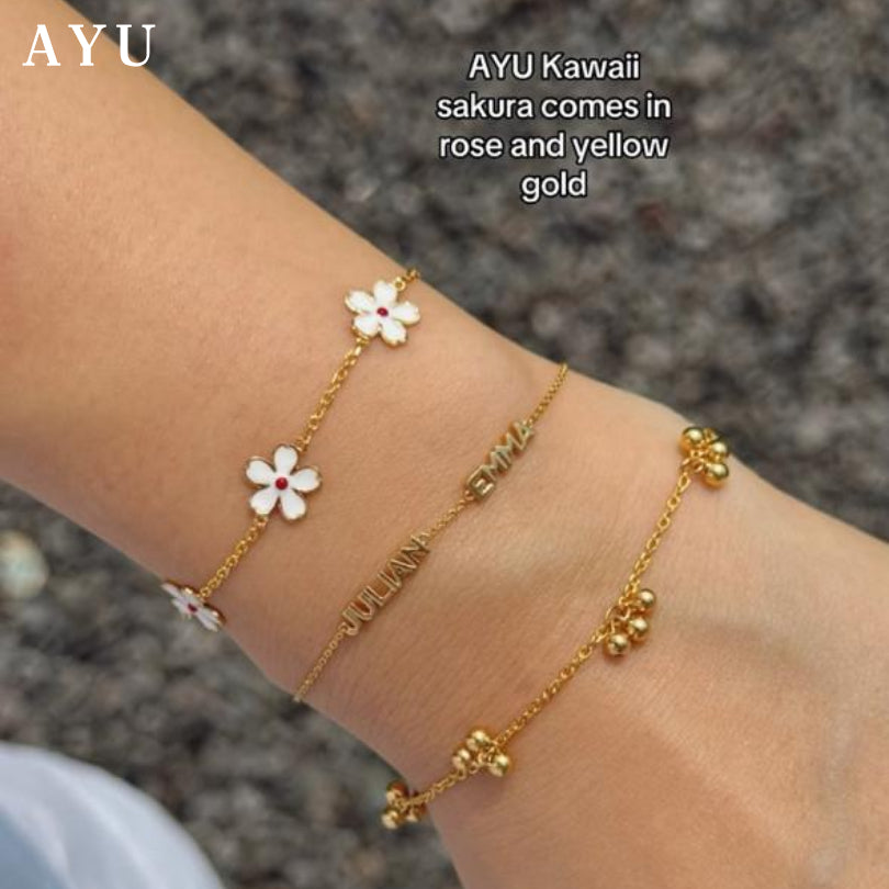 AYU Gelang Emas - 5 Gold Berry Sprinkles Chain Bracelet 16k Yellow Gold