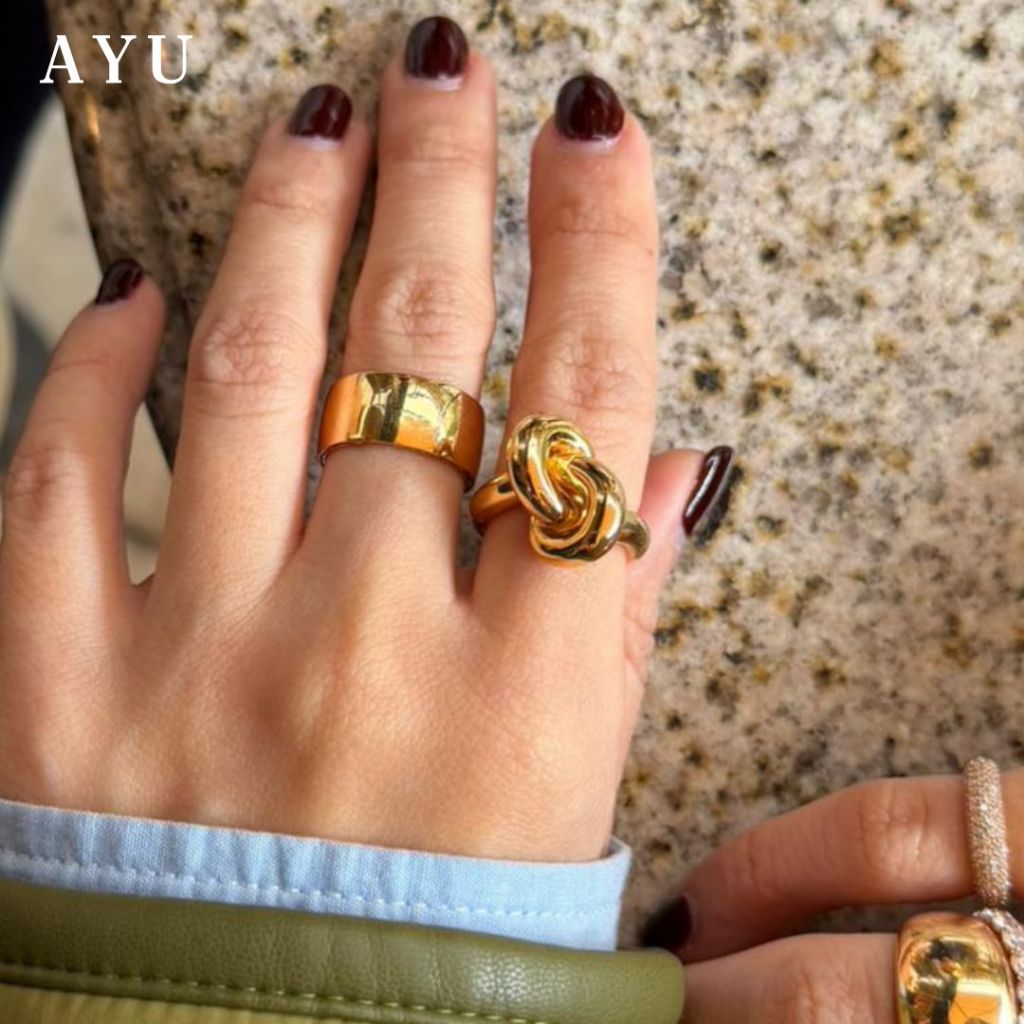 AYU Cincin Emas - Large Forget Me Knot Ring 17k Rose Gold