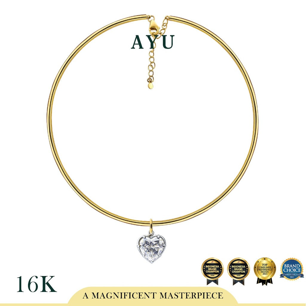 AYU Kalung Emas - Choker With Georgian Heart 16k Yellow Gold
