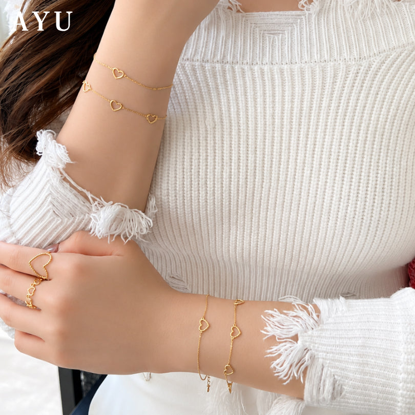 AYU Gelang Emas - 5 Baby Open Heart Bracelet 17k White Gold