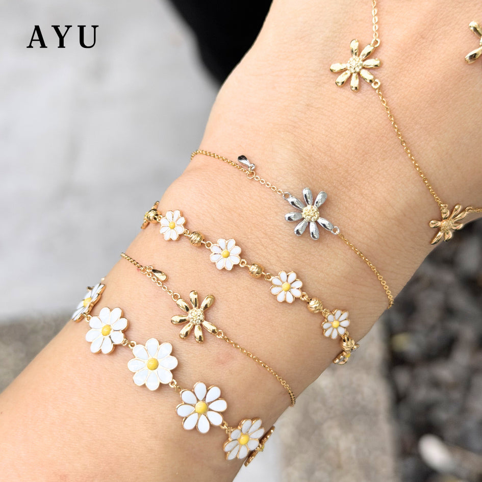 AYU Gelang Emas - Small Golden G Daisy Chain Bracelet 17k Rose Gold