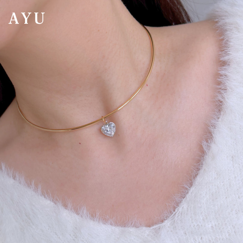 AYU Kalung Emas - Choker With Georgian Heart 16k Yellow Gold