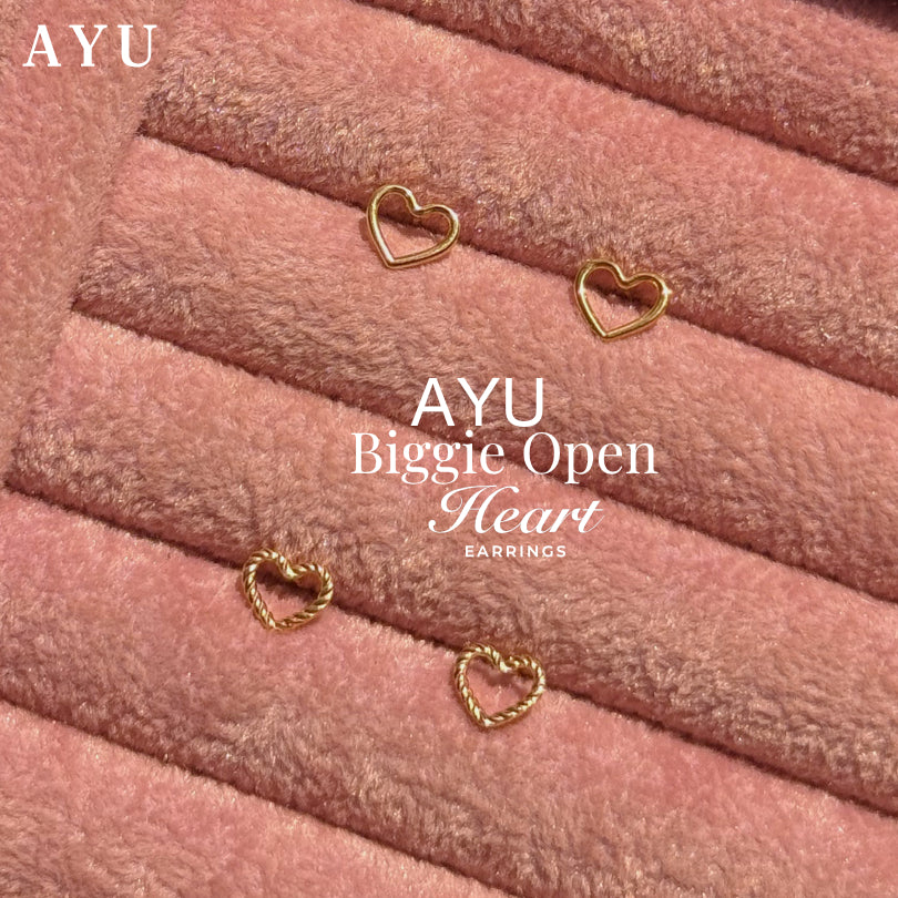 AYU Anting Emas - Baby Twist Open Heart Studs 17k Rose Gold