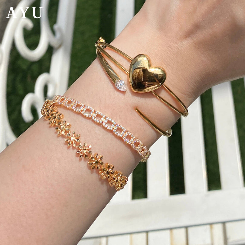 AYU Gelang Emas - Twinkle Snowflake Eternity Bracelet 17k Rose Gold