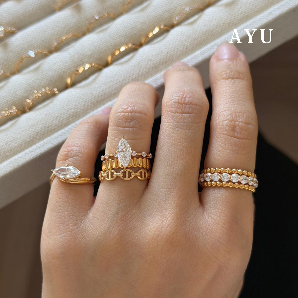 AYU Cincin Emas - Pepper Beads Ring 17k Rose Gold