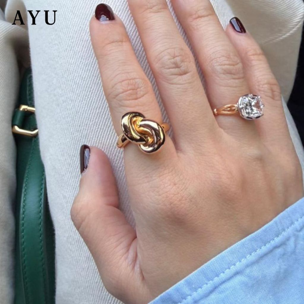 AYU Cincin Emas - Large Forget Me Knot Ring 17k Rose Gold