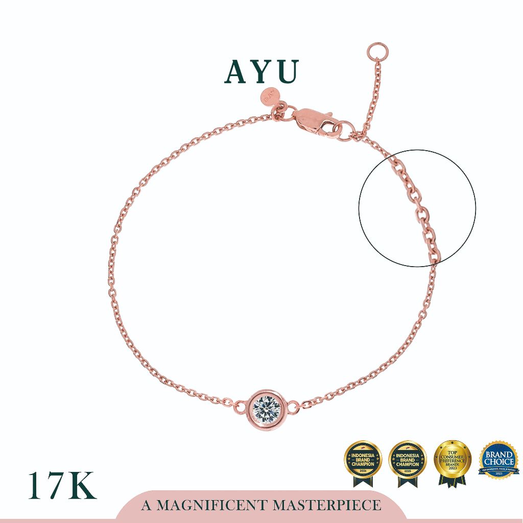 AYU Gelang Emas Korea - Bezel Chain Bracelet 17K Rose Gold