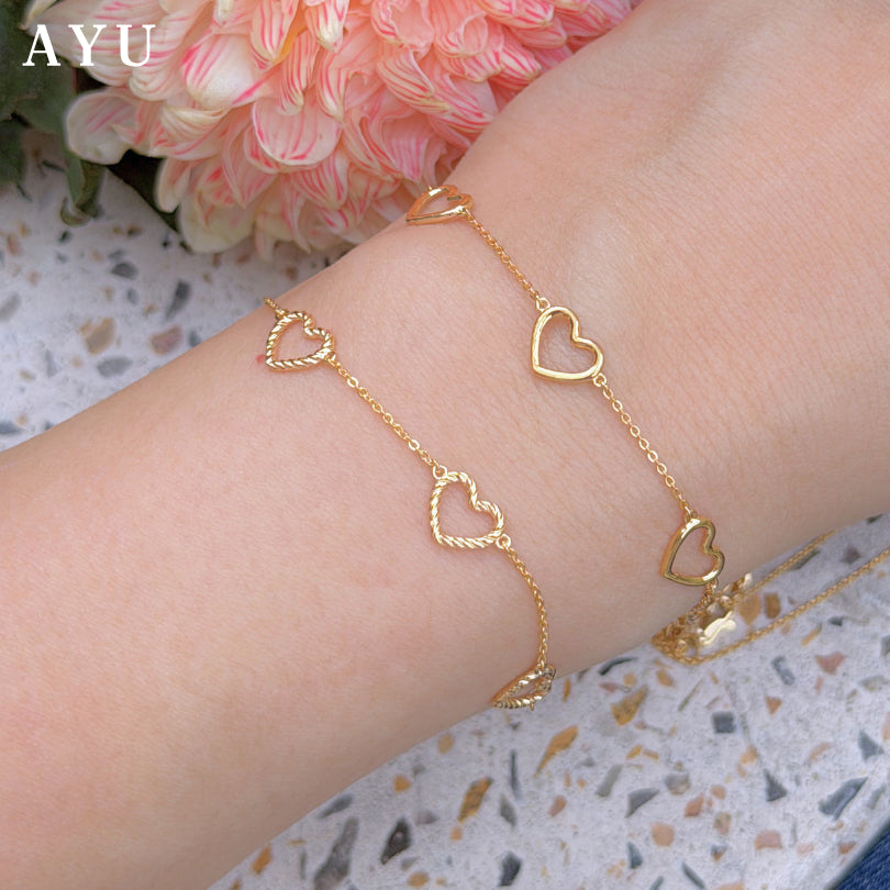AYU Gelang Emas - 5 Baby Open Heart Bracelet 17k White Gold