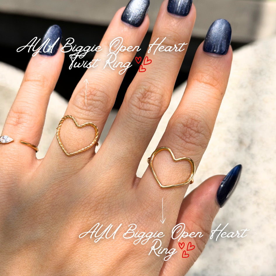 AYU Cincin Emas - Biggie Open Heart Ring 16k Yellow Gold