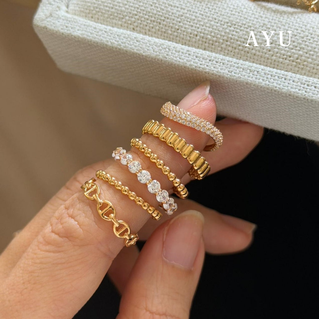 AYU Cincin Emas - Pepper Beads Ring 17k Rose Gold